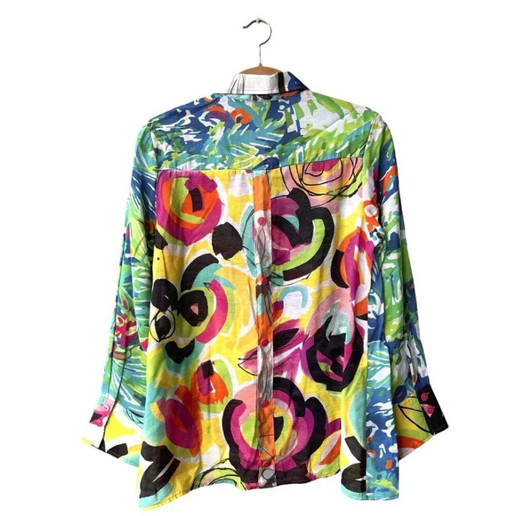 Pleats Collection by Pings Imports Tunic Top Abstract Multicolor Women’s Large - Picture 2 of 3